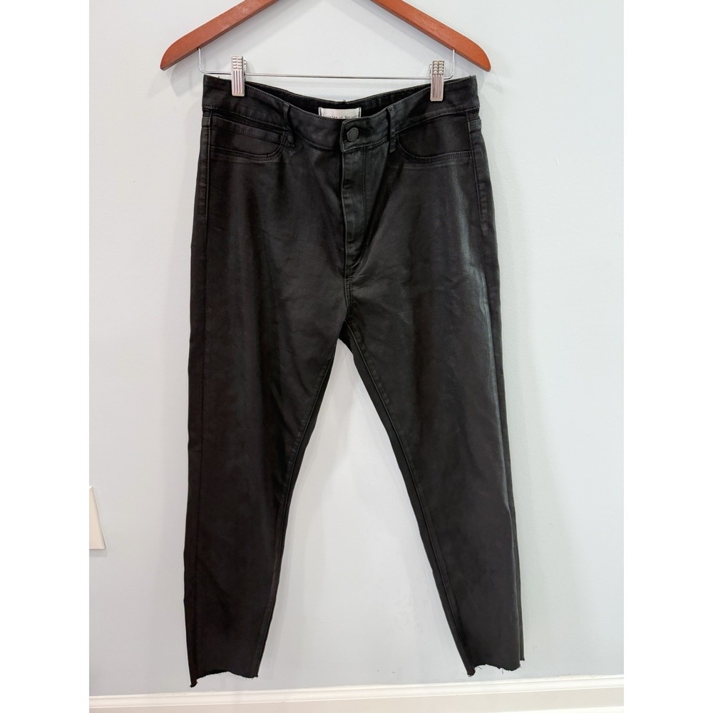 Articles of Society Anthropologie Black Coated Jeans Raw Hem Ankle 30 Grunge